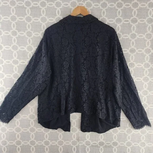 Torrid Black Lace Open Front  Long Sleeve Blazer Women's 4X - Picture 2 of 11